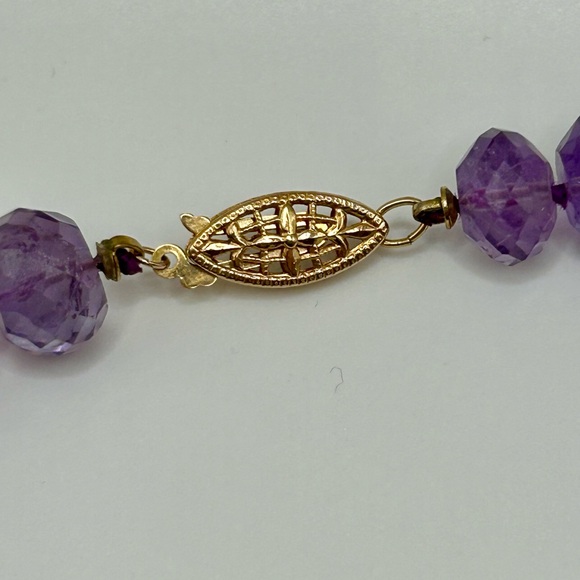 Amethyst Necklace – Solid 14K Gold Clasp - make offer - Picture 4 of 6